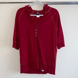 TNF North Face half sleeve red shirt with hood